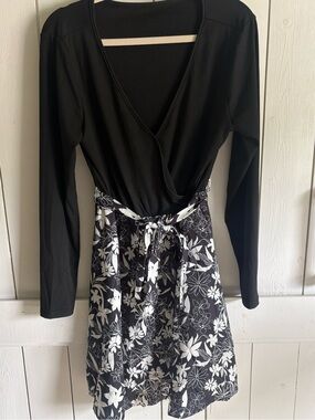 Cupshe Black Long-Sleeve Floral Dress XL NWT